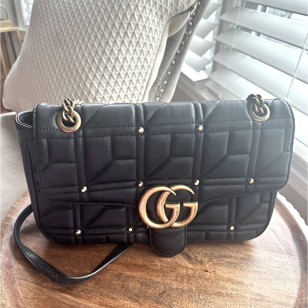 Gucci matelesse studded marmont shoulder bag